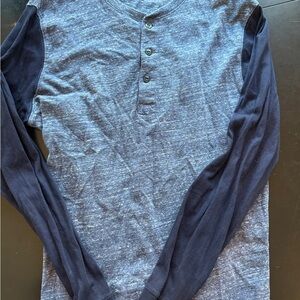 J. Crew Blue Long Sleeve Henley Shirt